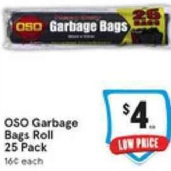 IGA OSO Garbage Bags Roll 25 Pack offer