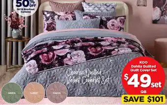 Spotlight KOO Dahlia Quilted Quilt Cover Set offer