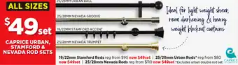 Caprice Urban, Stamford & Nevada Rod Sets