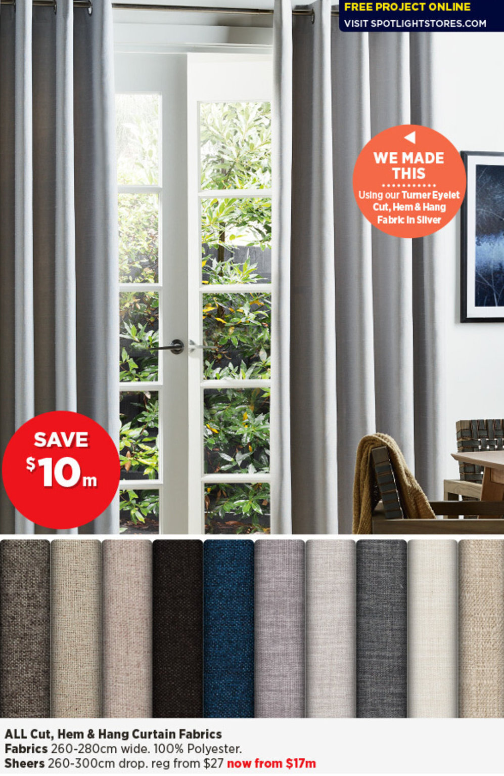 All Cut Hem Hang Curtain Fabrics Offer At Spotlight