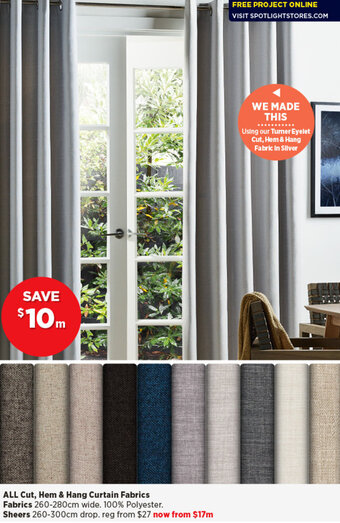 Spotlight All Cut, Hem & Hang Curtain Fabrics offer