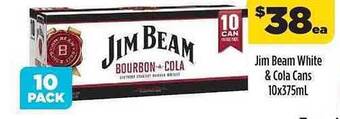 Liquorland Jim Beam White & Cola Cans 10x375mL offer