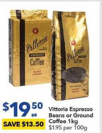 Ritchies Vittoria Espresso Beans Or Ground Coffee 1kg offer