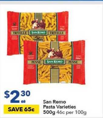 Ritchies San Remo Pasta Varieties 500g offer