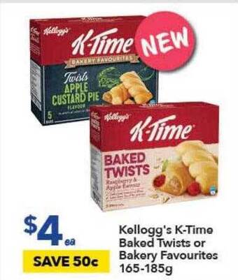 Ritchies Kellogg's K-Time Baked Twists Or Bakery Favourites 165-185g offer