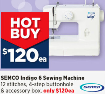 Spotlight Semco Indigo 6 Sewing Machine offer
