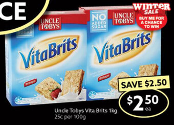 Ritchies Uncle Tobys Vita Brits 1kg offer