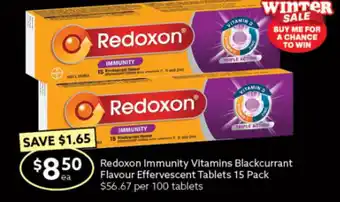 Ritchies Redoxon Immunity Vitamin Blackcurrant Flavoured Effervescent Tablets 15 Pack offer