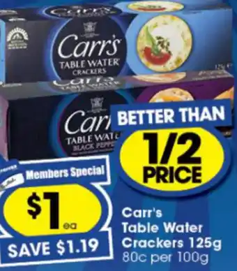 Ritchies Carr's Table Water Crackers 125g offer