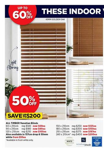 Spotlight Timber Venetian Blinds offer