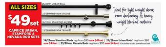 Spotlight Caprice Urban, Stamford & Nevada Rod Sets offer