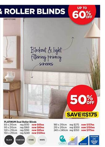 Spotlight Platinum Dual Roller Blinds offer
