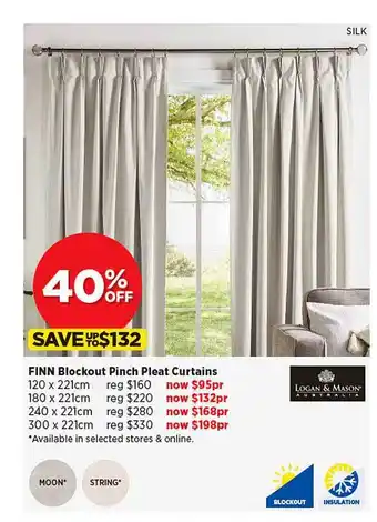 Finn Blockout Pinch Pleat Curtains