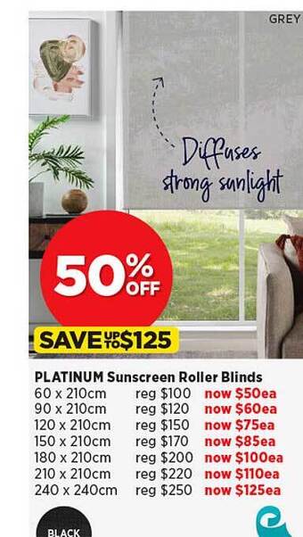 Spotlight Platinum Sunscreen Roller Blinds offer
