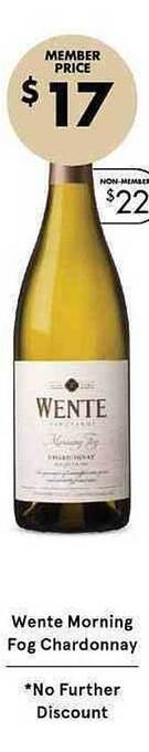 Vintage Cellars Wente Morning Fog Chardonnay offer