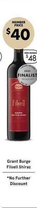 Vintage Cellars Grant Burge Filsell Shiraz offer