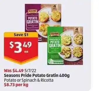 ALDI Seasons Pride Potato Gratin 400 G offer