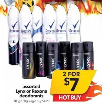 Cheap as Chips Lynx Or Rexona Deodorants offer