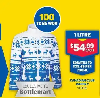 Bottlemart Canadian Club Whisky 1 Litre offer