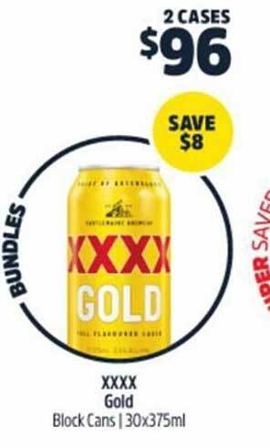 BWS XXXX Gold Block Cans | 30x375ml offer