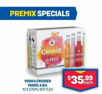 Bottlemart Vodka Cruiser Mixed 4.6% 10 X 275mL Bottles offer