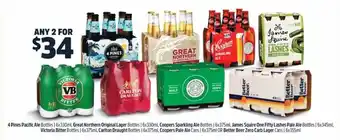 BWS 4 Pines Pacific Ale Bottles | 6x330ml, Great Northern Original Lager Bottles | 6x330ml, Coopers Sparkling Ale Bottles | 6x375 offer