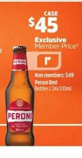 BWS Peroni Red Bottles | 24x330ml offer