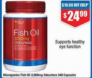 Chemist Warehouse Microgenics fish oil 2,000mg odourless 340 capsules offer