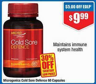 Chemist Warehouse Microgenics cold sore defence 60 capsules offer