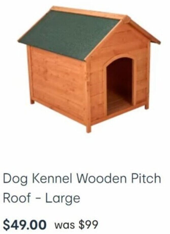 Dog Kennel Wooden Pitch RoofLarge offer at Kmart
