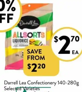 Foodworks Darrell Lea Confectioneyr 140-280g offer