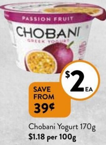 Foodworks Chobani Yogurt 170g offer