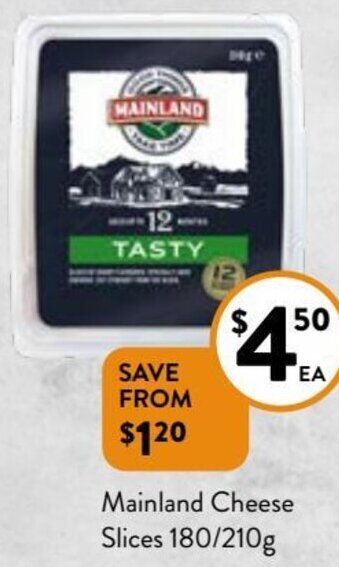 Foodworks Mainland Cheese Slices 180/210g offer