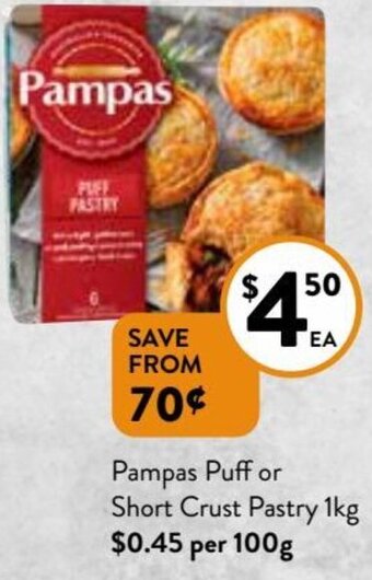 Foodworks Pampas Puff Or Short Crust Pastry 1kg offer