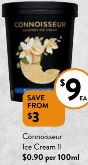 Foodworks Connoisseur Ice Cream 1L offer