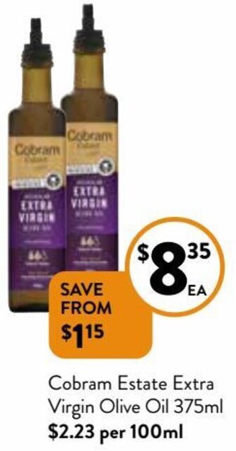 Foodworks Cobram Estate Extra Virgin Olive Oil 375ml offer