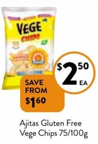 Foodworks Ajitas Gluten Free Vege Chips 75/100g offer