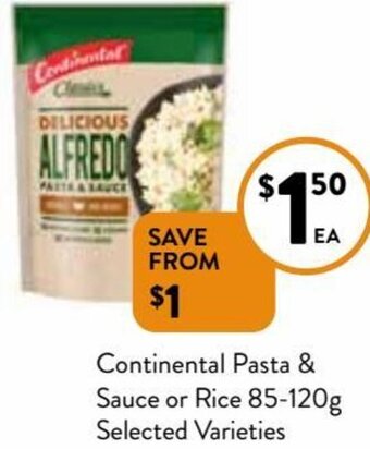 Foodworks Continental Pasta & Sauce Or Rice 85-120g offer