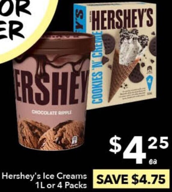Hershey's Ice Creams 1L Or 4 Packs offer at Ritchies
