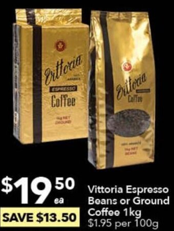 Ritchies Vittoria Espresso Beans Or Ground Coffee 1Kg offer