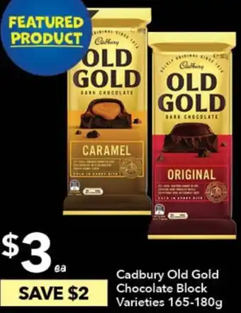 Cadbury Old Gold Chocolate Block Varieties 165-180g