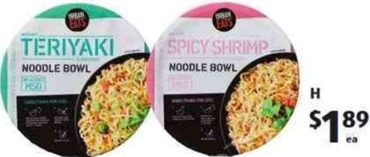 Urban Eats Noodle Bowls 95g offer at ALDI