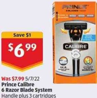 ALDI Prince Calibre 6 Razor Blade System offer