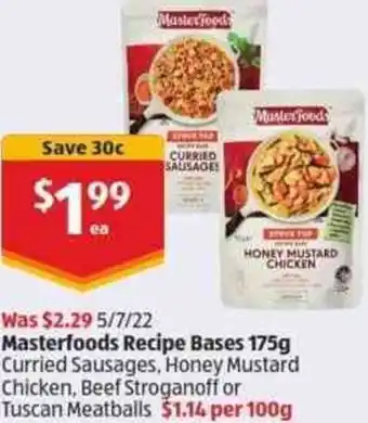 ALDI Masterfoods Recipe Bases 175g offer