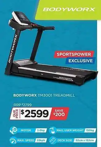 Sportspower Bodyworx tm3001 treadmill offer