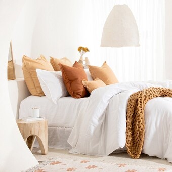 Pillow Talk Washed linen look white quilt cover set by essentials offer