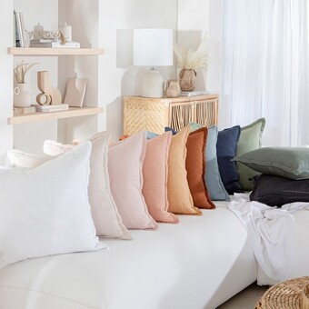 Pillow Talk Sahara linen feather cushion by m.u.s.e. offer