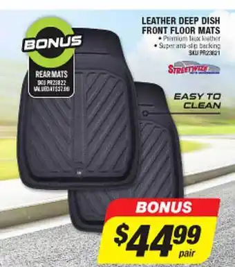 Autobarn Leather deep dish front floor mats offer
