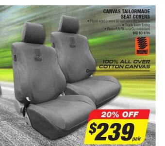 Autobarn Canvas tailormade seat covers offer