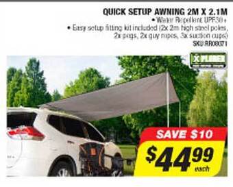 Autobarn Quick setup awning 2m x 2.1m offer